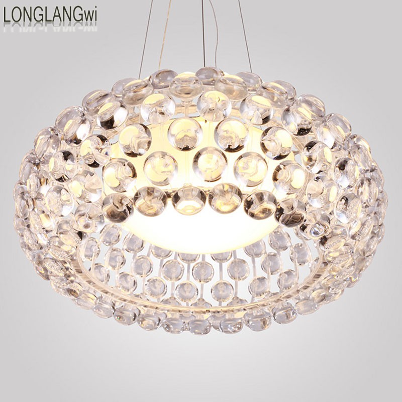 round modern crystal pendant lights bedroom lamp beads crystal ball light continental lighting