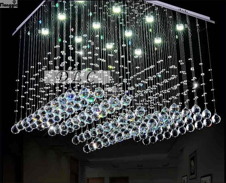 s contemporary square wave crystal chandelier ceiling home lighting restuarant lamp with led light l80*w60*h40cm