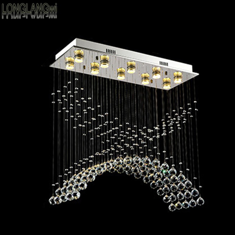 selling modern crystal ceiling light fixture rectangle curtain crystal lamp for dining area, meeting room