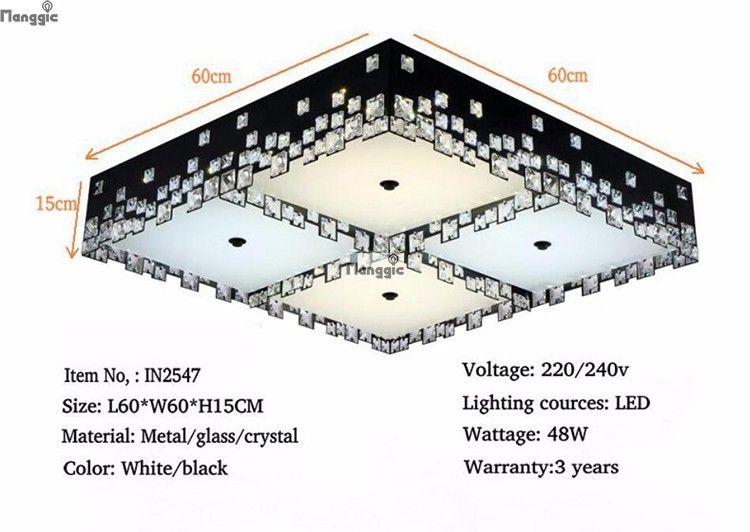 square 60cm crystal modern ceiling chandelier indoor lighting fixture for living room lamparas de cristal