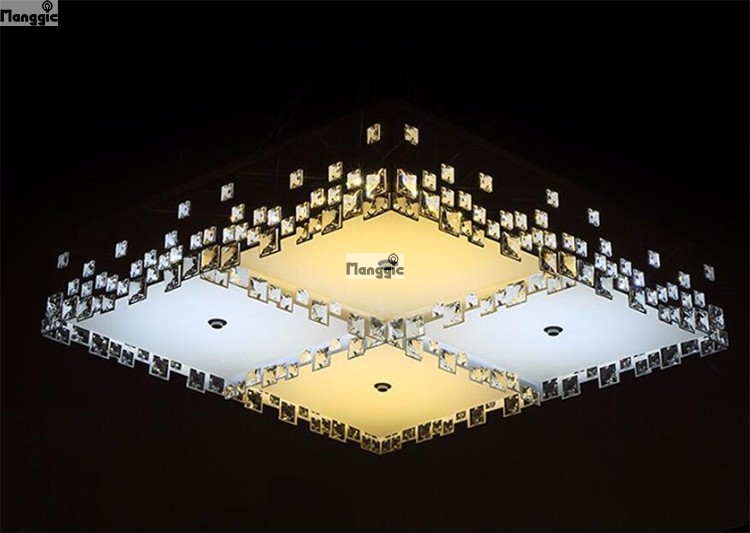 square 60cm crystal modern ceiling chandelier indoor lighting fixture for living room lamparas de cristal