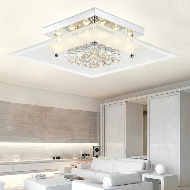 square modern led crystal ceiling light lamparas de techo luminaras para sala home deco lighting fixture for living room.