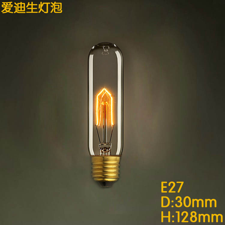 t10 e27 dimmable 10mm antique filament tungsten tube edison european american decorative light lamp incandescent bulbs 110v 220v