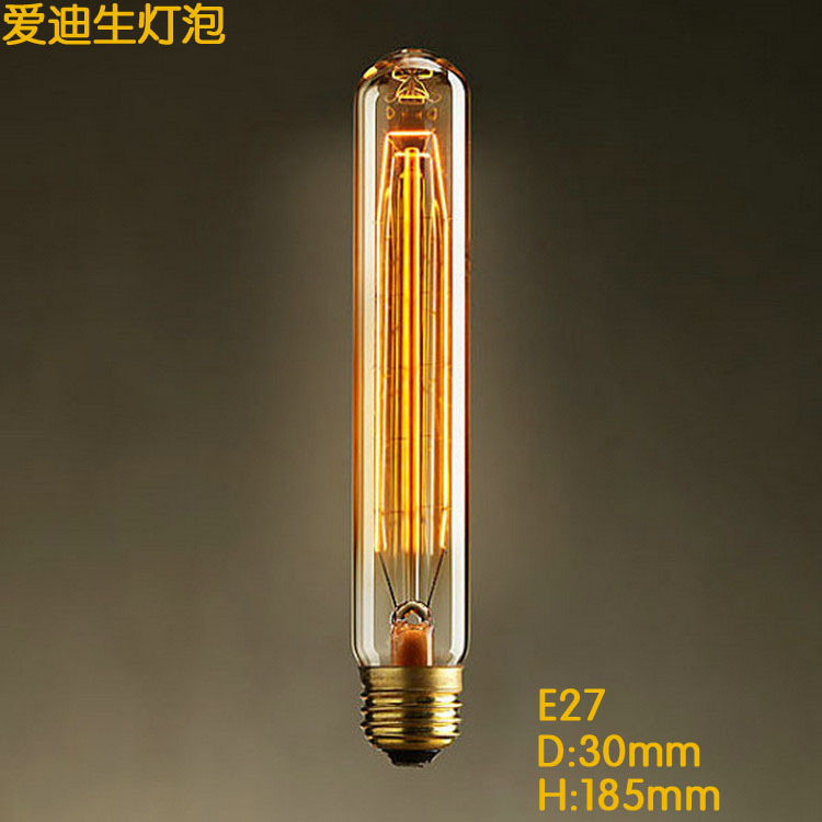 t185 e27 dimmable 10mm antique filament tungsten tube edison european american decorative light lamp incandescent bulb 110v 220v