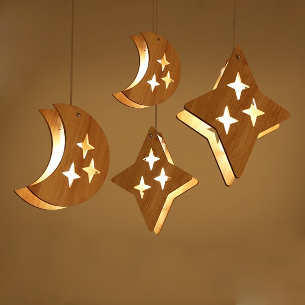 the children's room moon japanese tatami cafe 3 stars restaurant head wood chandelier lamp christmas decorations for home