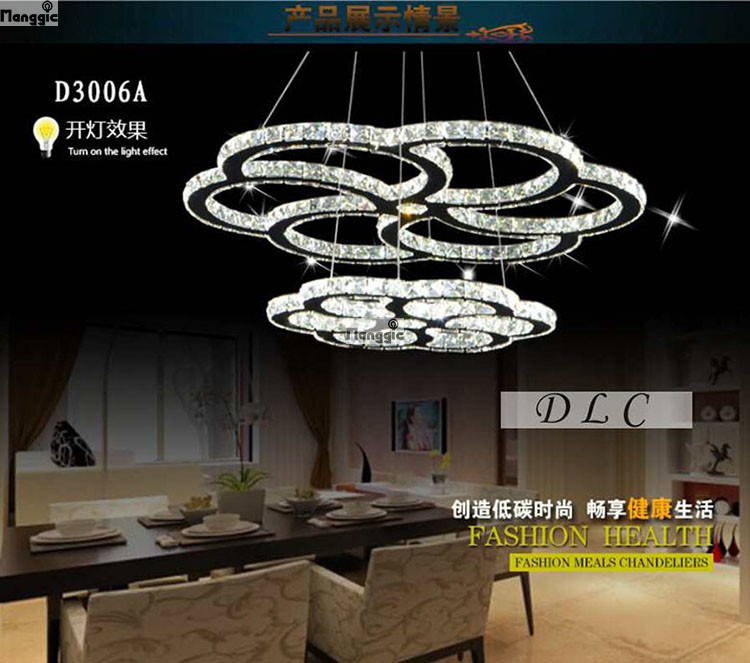 ,three rings new modern luxury k9 crystal chandelier light living room pendant lamp crystal led chandelier