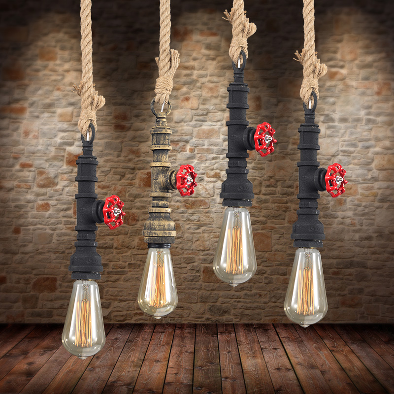 vintage loft industrial water pipes pendant lights black bar stair dining room retro lindsey adelman pendant lamp home fixtures