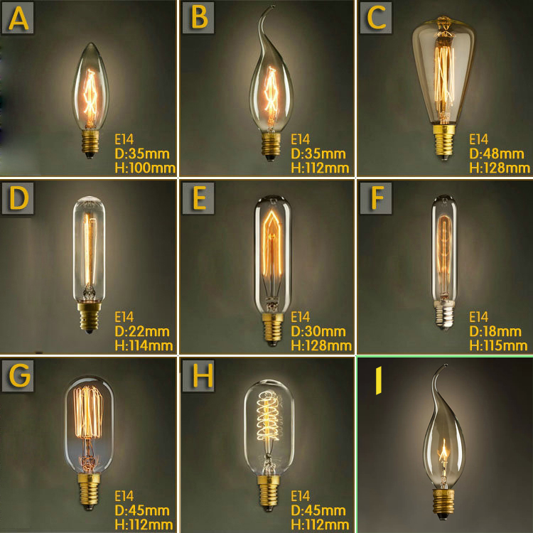 vintage retro e14 edison spiral incandescent light bulb filament bulb for pendant lamps living room bedroom 220v novelty fixture