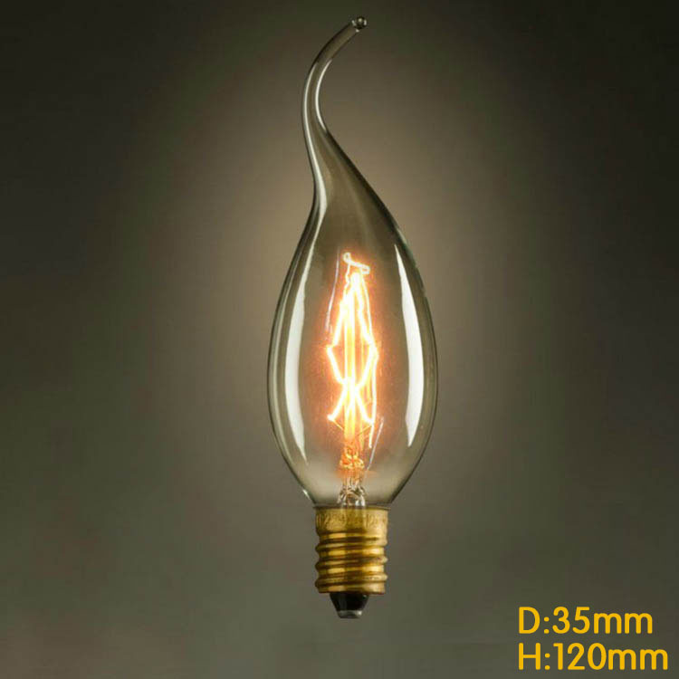 vintage retro e14 edison spiral incandescent light bulb filament bulb for pendant lamps living room bedroom 220v novelty fixture