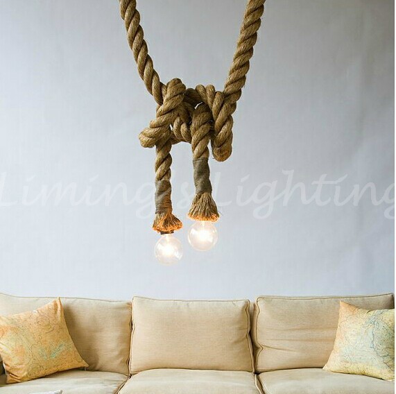 vintage rope pendant lights loft creative industrial lamp e27 edison bulb decoration american style for restaurant bar home