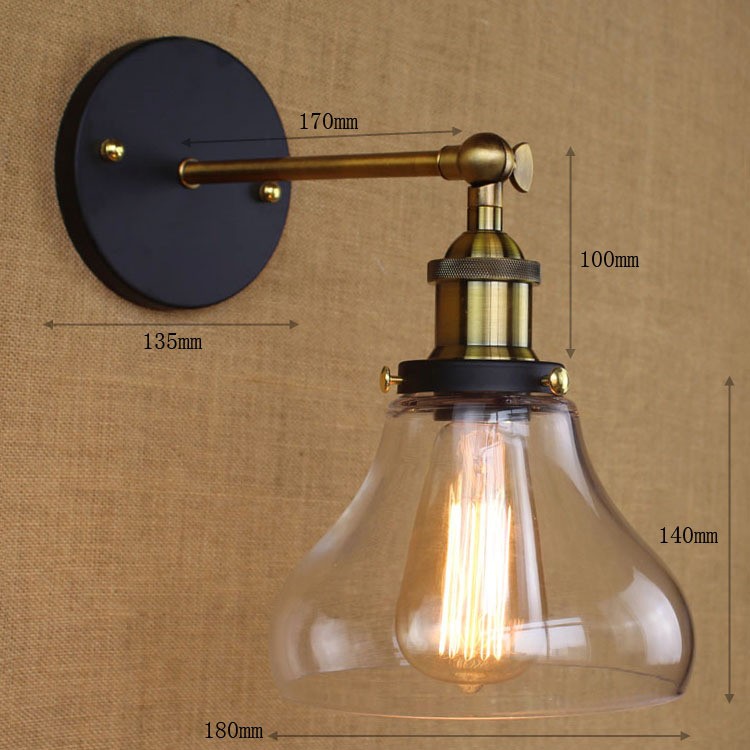 vintage traditional industrial wall lights glass shade loft coffee bar wall lamp glass iron industrial country warehouse use