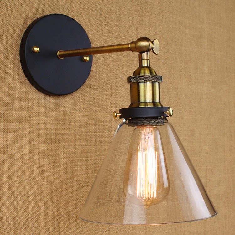 vintage traditional industrial wall lights glass shade loft coffee bar wall lamp glass iron industrial country warehouse use